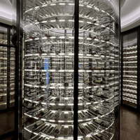 Étagère à vin murale multifonctionnelle en métal royal, moderne, gain de place, cylindrique, rotunde, modulaire, en verre