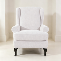 Fauteuil d'appoint moderne à dossier haut en velours côtelé gaufré crème, avec pieds en métal noir courbés, pour salon