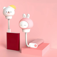 Mini luz nocturna con control de voz, enchufe directo USB, mini dibujos animados, lindo oso, conejo, 0,2 W, decoración de habitación de bebé para niños, luz de noche led