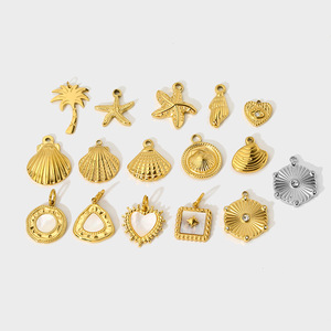 Marine Life Charms | 18K PVD Gold Stainless Steel Coastal Pendant | Seashell, Starfish, Palm <b>Tree</b> | Waterproof & Hypoallergenic - Product Image 3