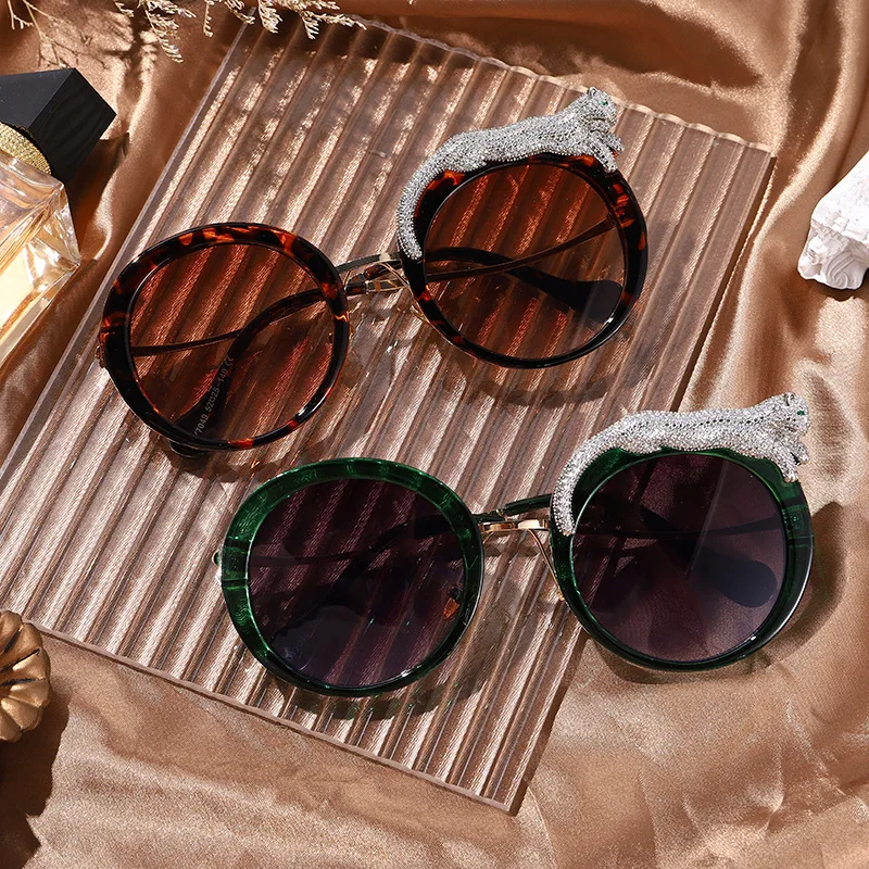 サングラス ^ONE BRILLIANT^ TimothyOB478Leopard Timothy-OB478-Leopard Rimless Diamond Leopard Head Sun Glasses - Luxury Men's Eyewear