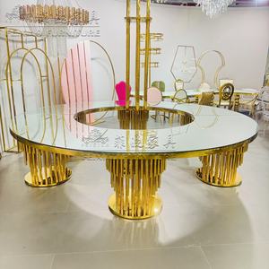โต๊ะกระจกทรงกลมขนาดใหญ่สำหรับงานแต่งงานโต๊ะรับประทานอาหารในงานแต่งงานทำจากสแตนเลสดีไซน์ใหม่ - Product Image 3