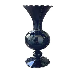 Booty Vase Vases De Mariage Verre Noir et Cristal Moderne Pièce Maîtresse En Verre Vases Verre pour Fleurs Décor À La Maison De Luxe