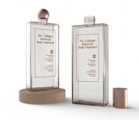 Flacon carré en PETG de 200 ml et 150 ml pour lotion et tonique de soin de la peau, avec couleur et logo personnalisés
