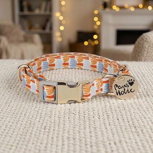 Luxury Cotton <b>Dog</b> Collar with Elegant Modern Print Soft Durable Adjustable Buckle Closure For Small <b>Dogs</b> All Seasons Cute Style - Product Image 1