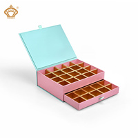 Boîte à chocolat de luxe faite à la main, double tiroir, estampage à chaud argenté, vernis UV localisé, gaufrage pour aliments, faible MOQ