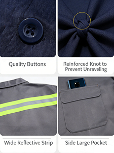 Chaqueta de Trabajo Larga Reflectante y Resistente, Uniforme de Seguridad Unisex, Ropa de Trabajo Resistente a la Abrasión <span class=keywords><strong>para</strong></span> Trabajos de Construcción - Product Image 3