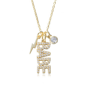 Collana con nome in cristallo pendente personalizzato con nome in zircone pieno con <span class=keywords><strong>pietra</strong></span> di nascita nome diamante 925 gioielli in argento massiccio personalizzati - Product Image 1