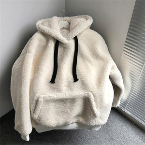 Sudadera con Capucha de Lana de Cordero para <span class=keywords><strong>Mujer</strong></span>, Versión Coreana de Otoño e Invierno, Sudadera Holgada y Gruesa de Felpa, Sudadera con Capucha de Lana de Cordero - Product Image 4