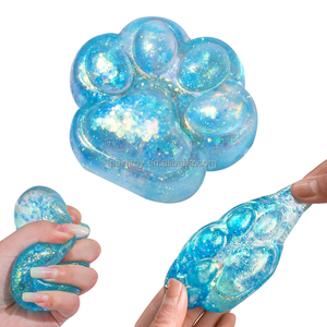 Jouet Squishy Patte de Chat Scintillante en Boule de Sucre – Anti-Stress Sensoriel pour Adultes et Enfants – Balles à Remontée Lente Remplies de Sirop de Malt et Moulables - Product Image 2