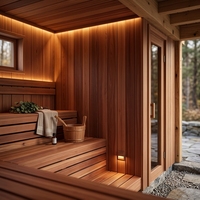 Panneau mural de sauna en cèdre rouge, rainuré et langueté, en bois massif extra épais pour cabine de sauna
