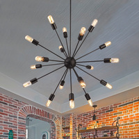 Prix pas cher Loft lustre industriel E27 fer métal noir starburst spoutnik suspension