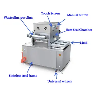 Plastic box tray sealing machine fill nitrogen and vacuum take away fast food lunch box sealer