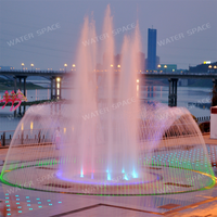Fontaine interactive pour extérieur avec système de pompe complet, éclairage LED RGB multicolore, équipement aquatique pour aménagement paysager de parc
