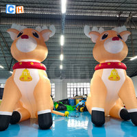 Renne de Noël gonflable géant de 6 m, grand modèle de renne de dessin animé pour la décoration de festival