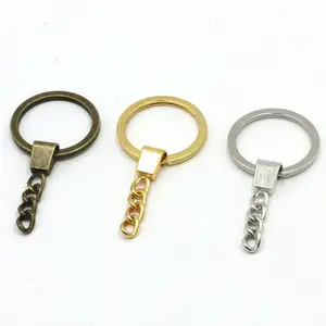 Кольца для ключей, кольцо для ключей с цепочкой, золотые античные бронзовые разрезные Брелоки для ключей, аксессуары для изготовления ювелирных изделий