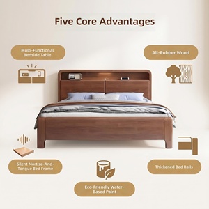 Bett mit Stauraum im nordischen Mid-Century-Stil, Massivholzbett 1,8m Doppelbett / 1,2m Einzelbett, Zapfenverbindungs-Konstruktion, hochwertig - Product Image 3