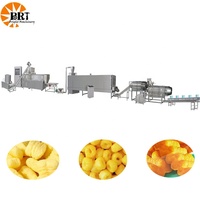 Ligne de production de snacks soufflés à la farine de maïs en acier inoxydable brillant SS304, extrudeuse bivis automatique, capacité de 100 à 2000 kg par heure