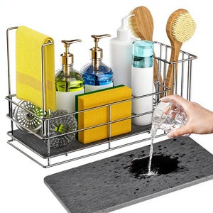 Stainless Steel Sink <b>Caddy</b> Sponge Holder Rust Resistant Folding <b>Kitchen</b> Organizer Single Tier Instant Drying Rack - Product Image 3