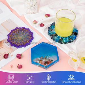 Kit de résine époxy pour débutants Kit de résine 32oz avec moules sous-verre Accessoires complets comprenant des poudres de mica pigmentées Fleurs séchées - Product Image 4