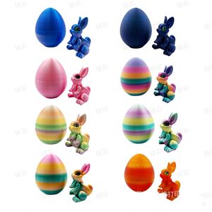 Juguete Flexible Articulado de Conejo Impreso en 3D, Decoración de Pascua para el Hogar y la Oficina, Relleno para Cestas de Pascua, Mini Conejo de Seda con Orejas y Huevo - Product Image 2