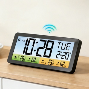 Nouvelle conception <span class=keywords><strong>de</strong></span> <span class=keywords><strong>thermomètre</strong></span> <span class=keywords><strong>de</strong></span> projection sans fil intelligent à grand écran LCD, remplaçant la station météo numérique intérieure/extérieure pour la maison - Product Image 1