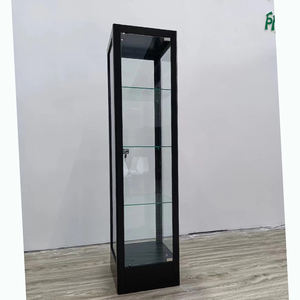 ארון תצוגה זכוכית מחוסמת מודרנית עם מדפים מתכווננים ואורות הוביל - Product Image 3