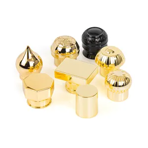 Fábrica profesional Oem Odm Haga su propio lujoso oro rosa Metal Zamak Perfume Fragancia Botella Tapa 15mm