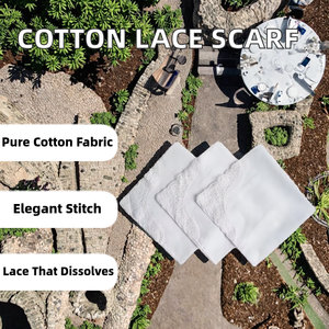 <span class=keywords><strong>Pañuelo</strong></span> <span class=keywords><strong>Bordado</strong></span> Profesional con Borde Soluble en Agua, Impreso DIY, 35 cm, Blanco Puro, 100% Algodón, Arte Textil, Pintura, Manualidades - Product Image 2