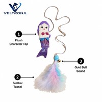 Jouet pour chat sirène en peluche avec plumes, pompon et clochette, 2 styles, 80 cm, baguette interactive pour chaton