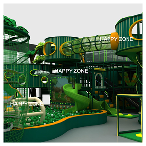 Équipement de terrain de jeux intérieur sur le thème de la jungle, parc de trampolines personnalisé avec dodgeball, fosse à mousse, jeu pixel, centre de divertissement familial - Product Image 2