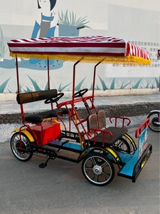 Biciclette Elettriche Tandem a Quattro <span class=keywords><strong>Ruote</strong></span> per Visite Panoramiche, <span class=keywords><strong>con</strong></span> Telaio in Acciaio, <span class=keywords><strong>Ruote</strong></span> da 20 Pollici, Freni a Cavo, <span class=keywords><strong>4</strong></span>/6 Posti - Product Image 2