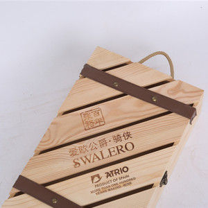 Caja de Vino de Madera de Pino Rectangular Hecha a Mano, Regalo Artesanal, para Una o Dos Botellas, Personalizada - Product Image 3