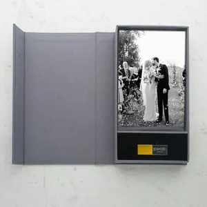 क्रीम काले सनी प्रिंट पैकेज बॉक्स फोटोग्राफर उपहार 4*6 के लिए 5x7 फोटो सनी प्रिंट पकड़े बॉक्स क्रिस्टल यूएसबी फ्लैश ड्राइव बक्से