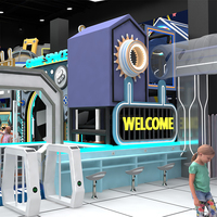 Equipo de Juegos Interior Comercial con Temática Espacial, LED de Neón, Tobogán de Múltiples Niveles, Piscina de Pelotas, Estructura Metálica, Tamaño Personalizado para Niños