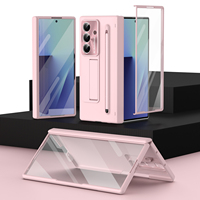 Étui de téléphone 2-en-1 avec support élastique invisible et fente pour stylo pour Samsung Galaxy Z Fold7 Fold 6 7 avec film de protection d'écran antichoc