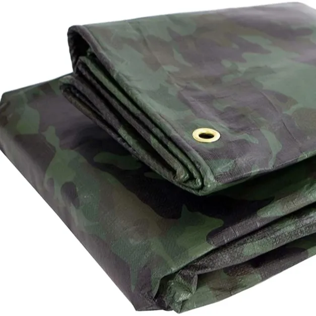 Lona Reversible de camuflaje para acampada, protección UV para exteriores, Tejido Verde resistente al agua, 12x20