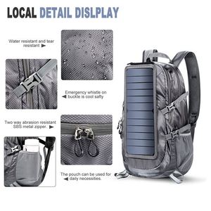 Sac à dos solaire 6,5 W pour téléphone portable et ordinateur portable, idéal pour le camping et les voyages en extérieur, avec chargeur USB – Vente chaude, personnalisable, certifié BSCI - Product Image 6