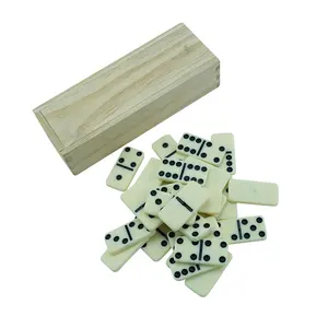 Professional Custom Double 6 Ivory Domino 28pcs Domino Blocks In Wood Box Game For Classic Stand Game