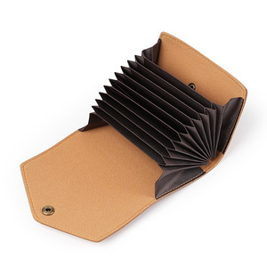 Porte-cartes de visite et d'identité en cuir pleine fleur couleur unie unisexe, porte-cartes de crédit, accessoire de sac pour cartes d'organisme de commerce extérieur, porte-clés - Product Image 2