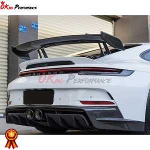 Base de Alerón trasero de fibra de carbono seco imprimado estilo GT3, alerón trasero, cubierta de motor y juego de maletero trasero para Porsche 911 992 <span class=keywords><strong>Carrera</strong></span> S - Product Image 3