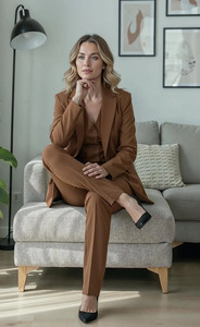 Women's Tailored Blazer Vest Trouser <b>Set</b> Stylish Three Piece Pantsuit for <b>Office</b> Wear Formal Events and Business Occasions - Product Image 5
