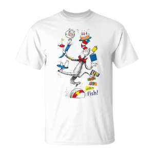 T-shirt The Cat In The Hat pour adulte, col rond en coton, imprimé dessin animé, toutes saisons, rentrée scolaire, remise des diplômes - Product Image 1