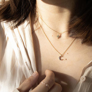 Collana <span class=keywords><strong>Moonstar</strong></span> da donna in argento Sterling 18 carati placcato in oro 18 carati con consegna a breve termine - Product Image 5