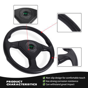 <span class=keywords><strong>Volant</strong></span> de sport de course JDM 14 pouces <span class=keywords><strong>Volant</strong></span> plat en cuir PU Volante Deportivo De Coche - Product Image 3