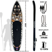Tabla de Paddle Surf Inflable ACEHERO Estilo Tatuaje Tribal, Sistema de 3 Aletas, 10'6\"x32\"x6\", con Todos los Accesorios para Pesca