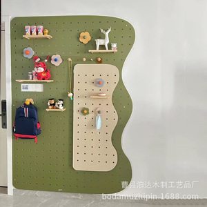Wooden Pegboard Sliding <b>Mirror</b> Full Length Wall Mounted <b>Storage</b> Rack For Bedroom Decoration - Product Image 2