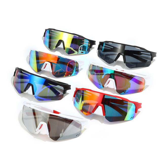 2024 New Running Cycling Sports Sunglasses Men Fashion One-Piece Mirror Lens Glasses Black Blue Frame Outdoor Sports Sunglasses