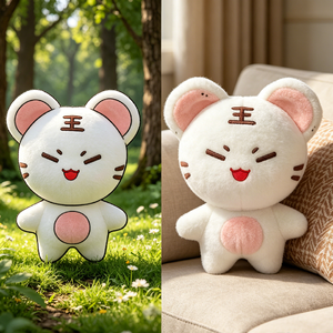 Porte-clés en peluche tigre blanc mignon personnalisable, mini poupée tigre douce, breloque de sac pour souvenirs d'entreprise et ventes au détail - Product Image 4