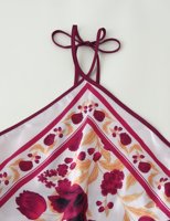 Robe à Bretelles en Satin MYST&ZA pour Femme, Nouvelle Collection Été 2026, Style Doux et Épicé, Dos Nu, Col Halter Floral